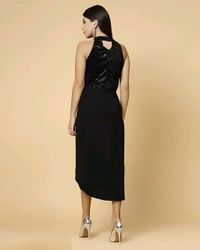 Partywear Dress - Black, M, Free