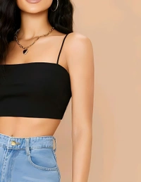Crop Top - Black, M, Free