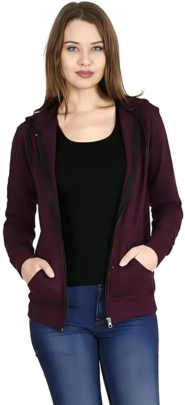 Zipper Hoodie Sweatshirt - Cocoa Bean, S, Free