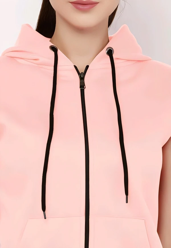Sleeveless Zipper Hoodie - Your Pink, L, Free