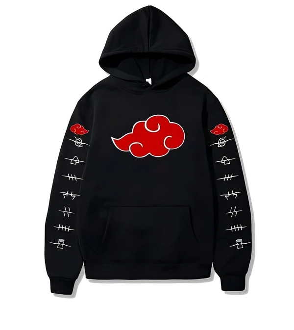 Akatsuki Naruto Anime Hoodie - Black, L, Free