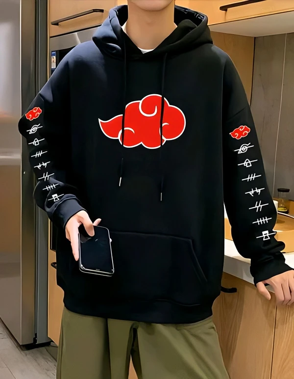 Akatsuki Naruto Anime Hoodie - Black, XL, Free