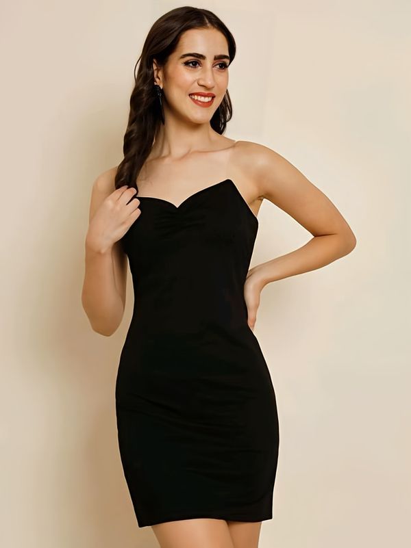 Partywear Bodycon Dress - Black, XL, Free