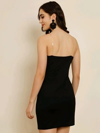 Partywear Bodycon Dress - Black, L, Free