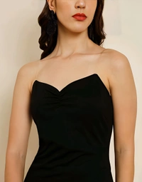 Partywear Bodycon Dress - Black, L, Free