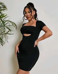 Western Short Sleeve dress - Black, L, Free