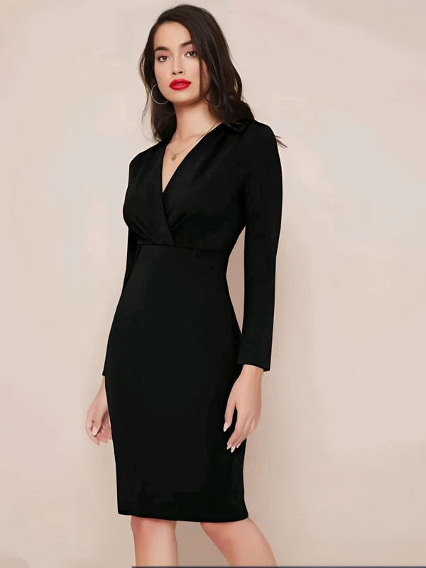 Sleek Bodycon dress - Black, L, Free