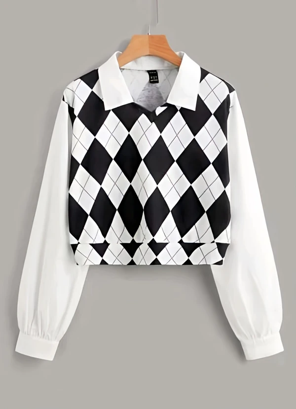 Trendy Top - Black & White, XL, Free