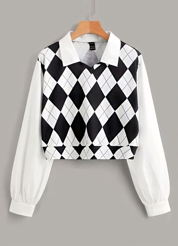 Trendy Top - Black & White, XL, Free