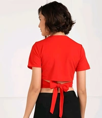 Fancy Crop Top - Red Orange, XS, Free