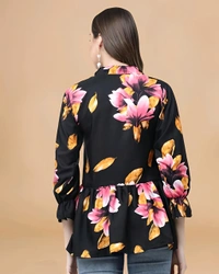 Crepe Top - Black, L, Free