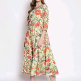 Printed Dress - Multicolor, S, Free