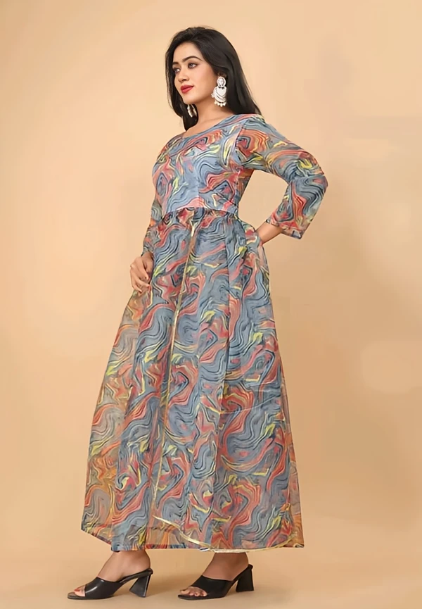 Full Length Dress With Dupatta - Multicolor, L, Free