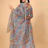 Full Length Dress With Dupatta - Multicolor, L, Free