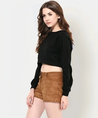 Stylish Crop Top - Black, M, Free