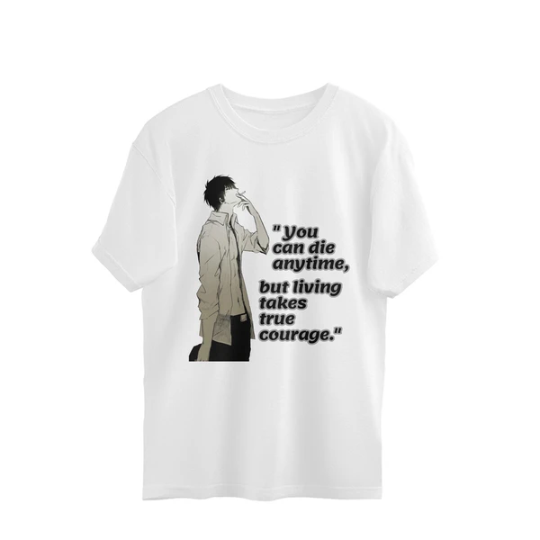 Anime Quote Men's Oversized T-shirt - White, S, Free