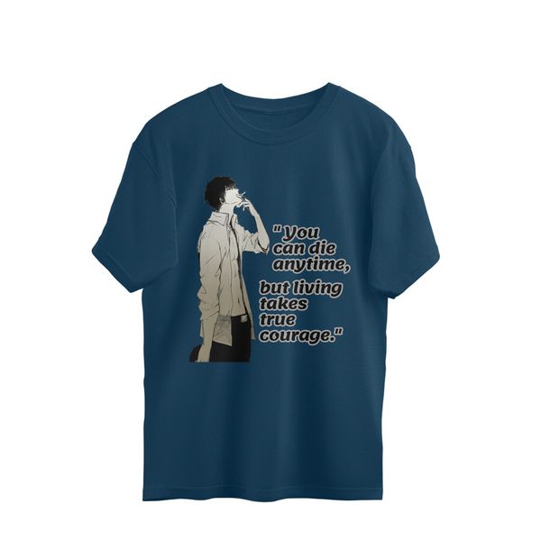 Anime Quote Men's Oversized T-shirt - Nile Blue, S, Free