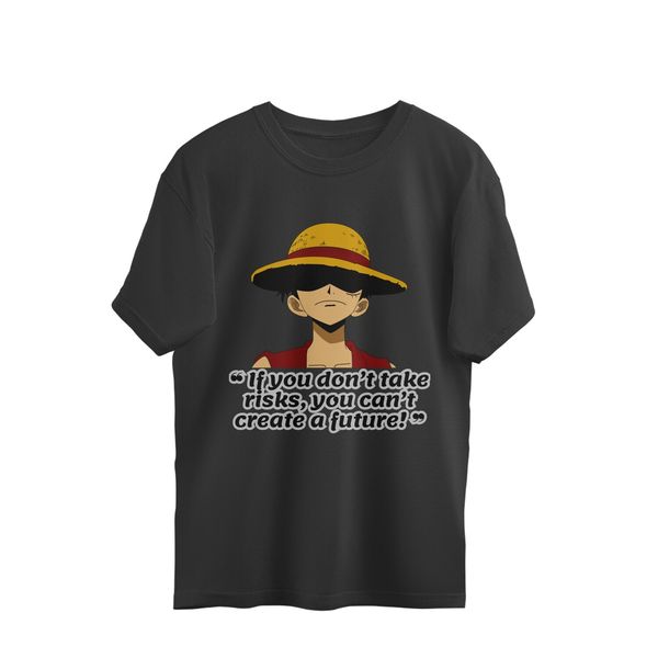 One Piece Quote Oversized T-shirt - Black, S, Free