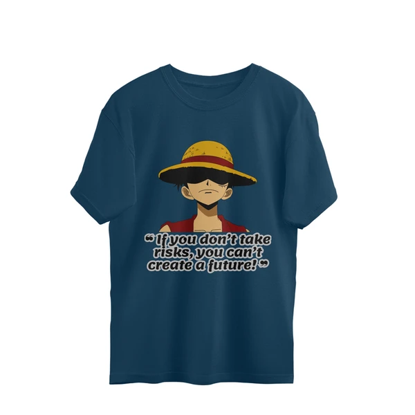 One Piece Quote Oversized T-shirt - Nile Blue, S, Free