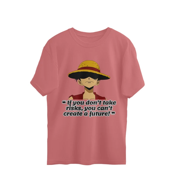 One Piece Quote Oversized T-shirt - Rose Bud, S, Free