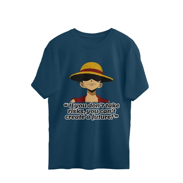 One Piece Quote Oversized T-shirt - Nile Blue, M, Free