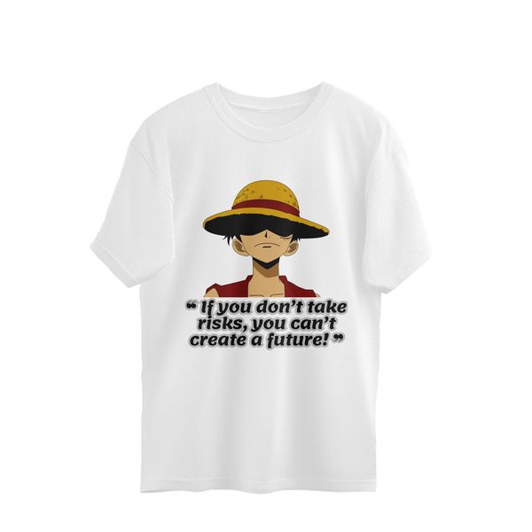 One Piece Quote Oversized T-shirt - White, L, Free