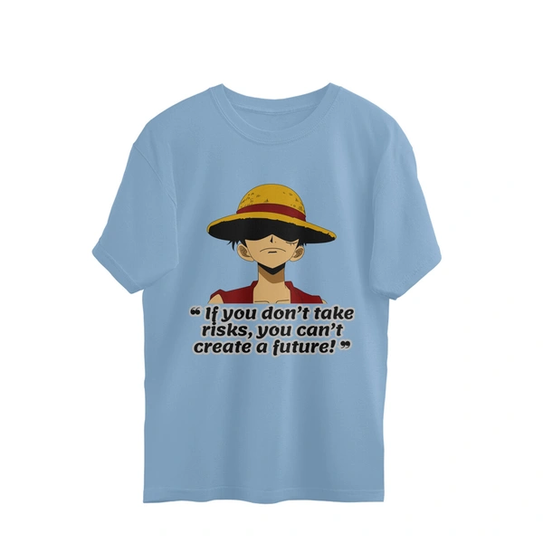 One Piece Quote Oversized T-shirt - Baby Blue, L, Free