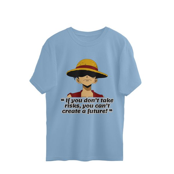 One Piece Quote Oversized T-shirt - Baby Blue, XXL, Free