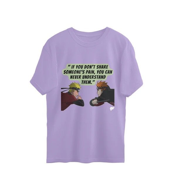 Naruto Pain Quote Men's Oversized T-Shirt - Lavender, S, Free