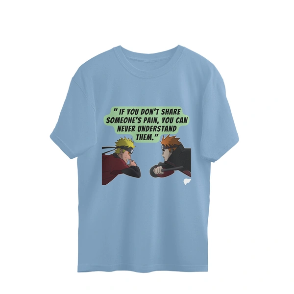 Naruto Pain Quote Men's Oversized T-Shirt - Baby Blue, L, Free
