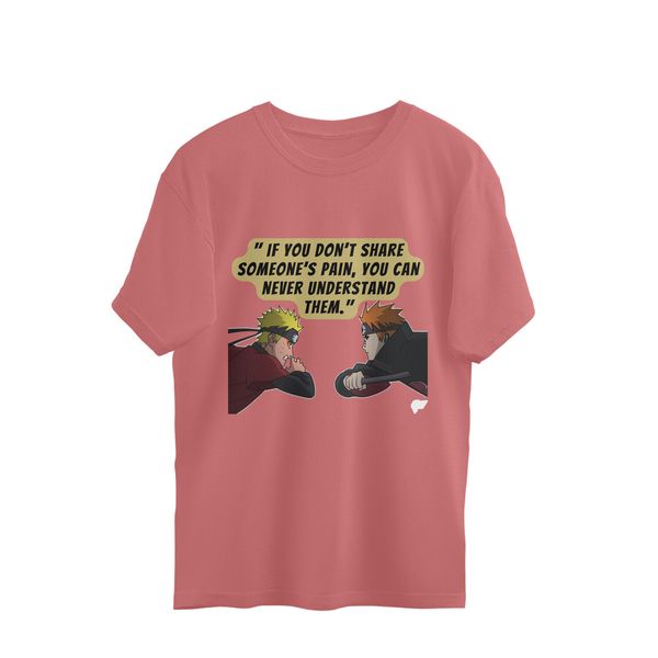 Naruto Pain Quote Men's Oversized T-Shirt - Rose Bud, XXL, Free