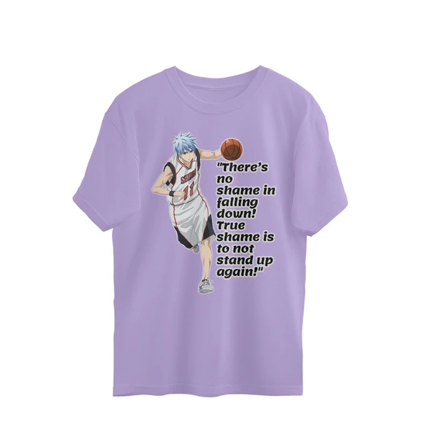 Anime Quote Men's Oversized T-shirt - Lavender, M, Free