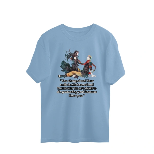 Naruto Hinata Quote Men's Oversized t-shirt - Baby Blue, M, Free