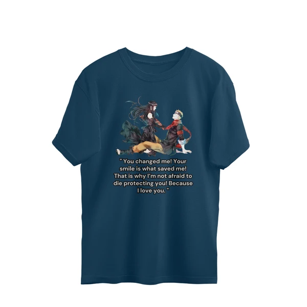 Naruto Hinata Quote Men's Oversized t-shirt - Nile Blue, L, Free