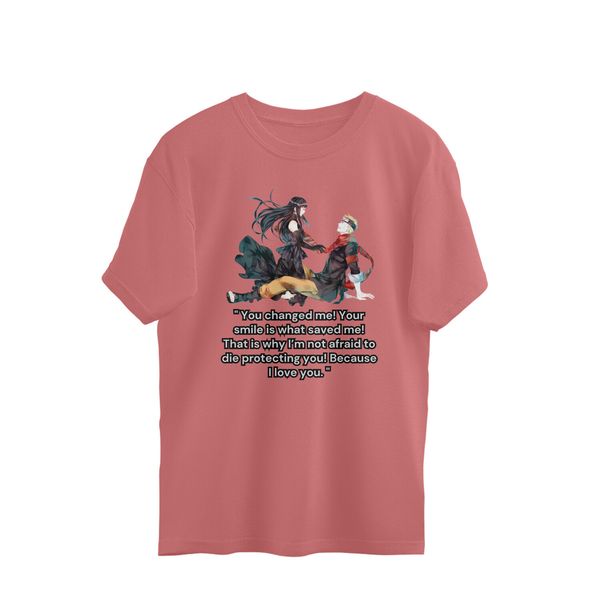 Naruto Hinata Quote Men's Oversized t-shirt - Rose Bud, L, Free