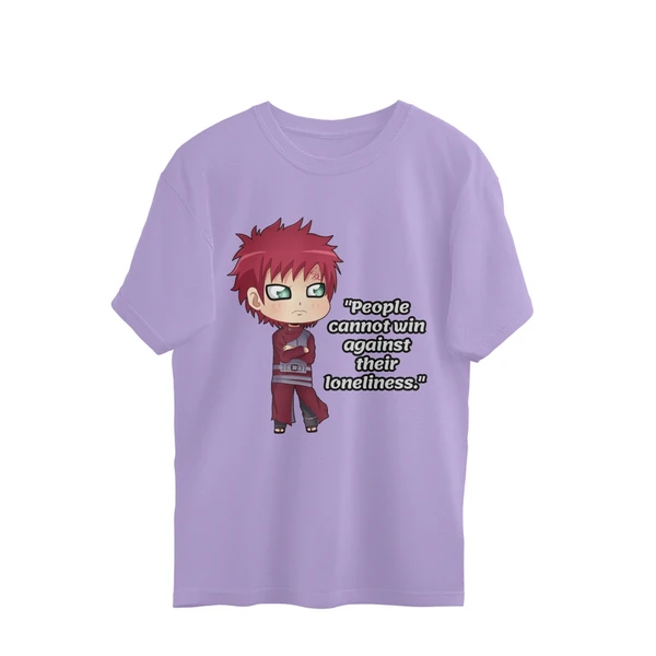 Naruto Gaara Quote Men's Oversized T-shirt - Lavender, L, Free