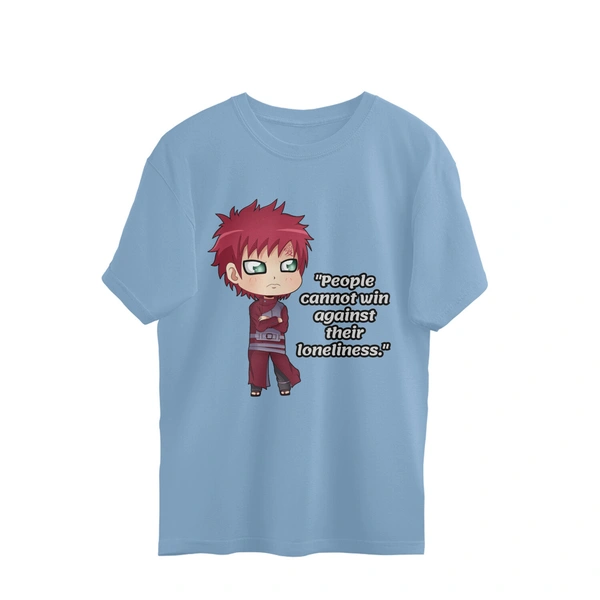Naruto Gaara Quote Men's Oversized T-shirt - Baby Blue, M, Free