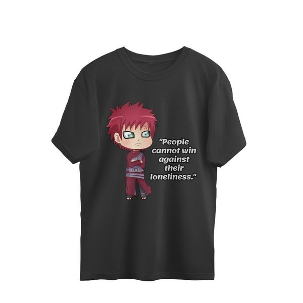 Naruto Gaara Quote Men's Oversized T-shirt - Black, L, Free