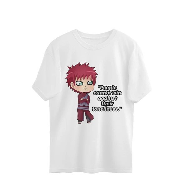 Naruto Gaara Quote Men's Oversized T-shirt - White, L, Free