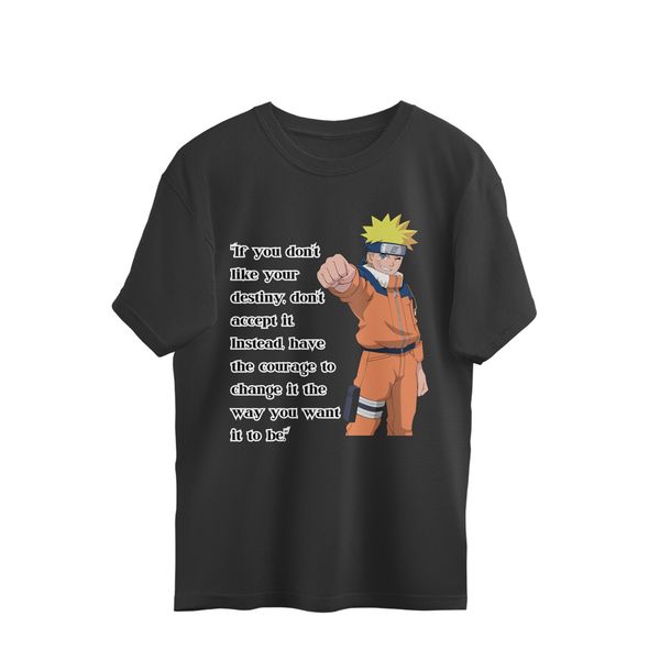 Naruto Quote Men's Oversized T-shirt - Black, M, Free