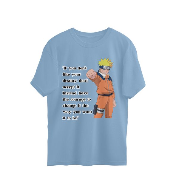 Naruto Quote Men's Oversized T-shirt - Baby Blue, S, Free
