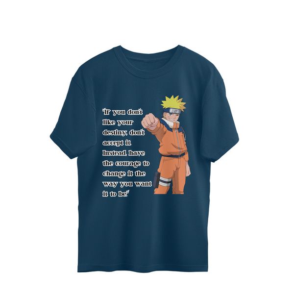 Naruto Quote Men's Oversized T-shirt - Nile Blue, L, Free