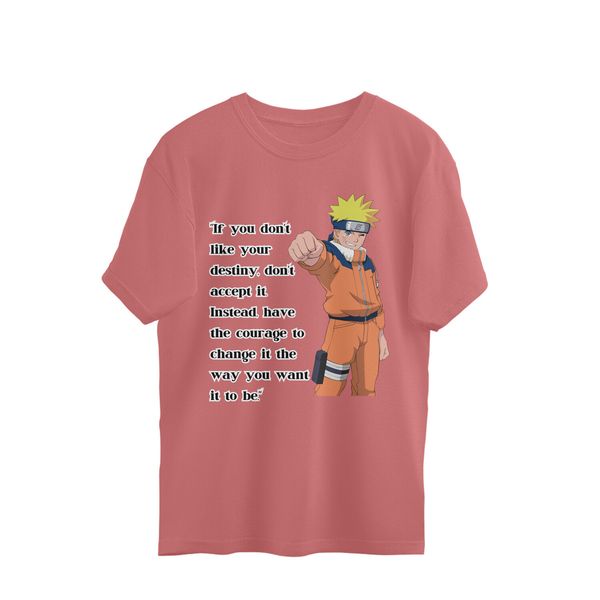 Naruto Quote Men's Oversized T-shirt - Rose Bud, L, Free