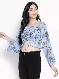 Feminine Top - Tropical Blue, L, Free