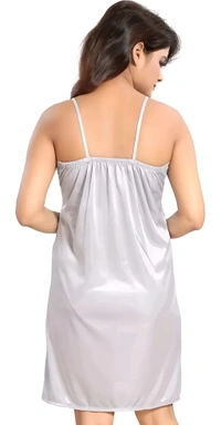 Satin Nighty - White, Free Size, Free