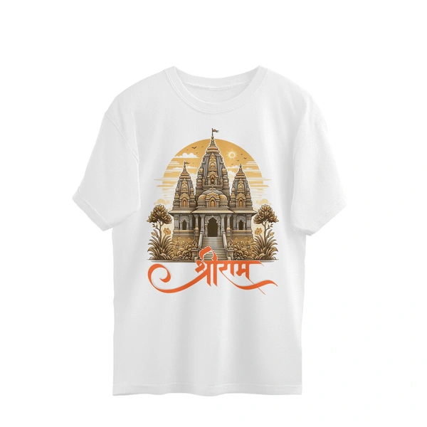 Shree Ram Front & Back Men's Oversized Tshirt - White, XXL, Free
