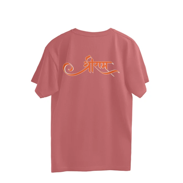 Shree Ram Front & Back Men's Oversized Tshirt - Rose Bud, XL, Free