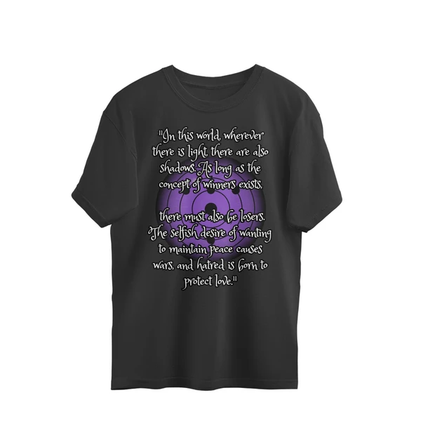 Madara Uchiha Quote Men's Oversized T-shirt - Black, M, Free