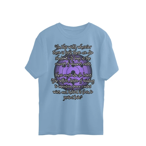 Madara Uchiha Quote Men's Oversized T-shirt - Baby Blue, M, Free