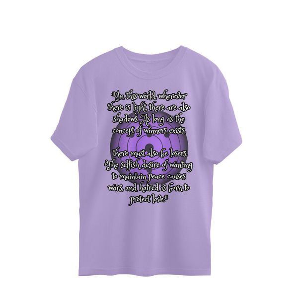 Madara Uchiha Quote Men's Oversized T-shirt - Lavender, L, Free